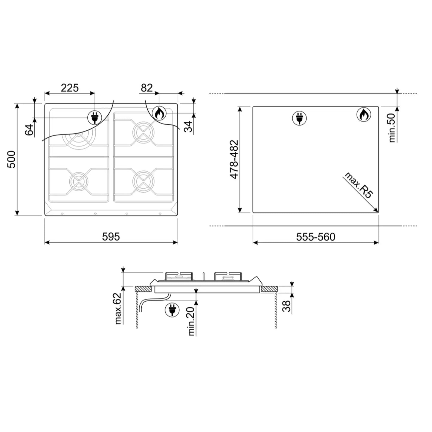 Smeg Built in Victoria Gas Hob 60cm |SR964PGH
