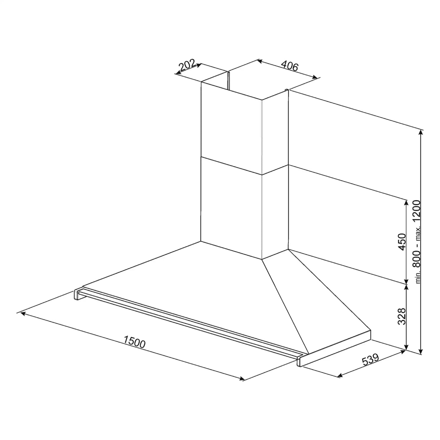 Smeg Built In Hood, 120 cm, Chimney | KD120HXE