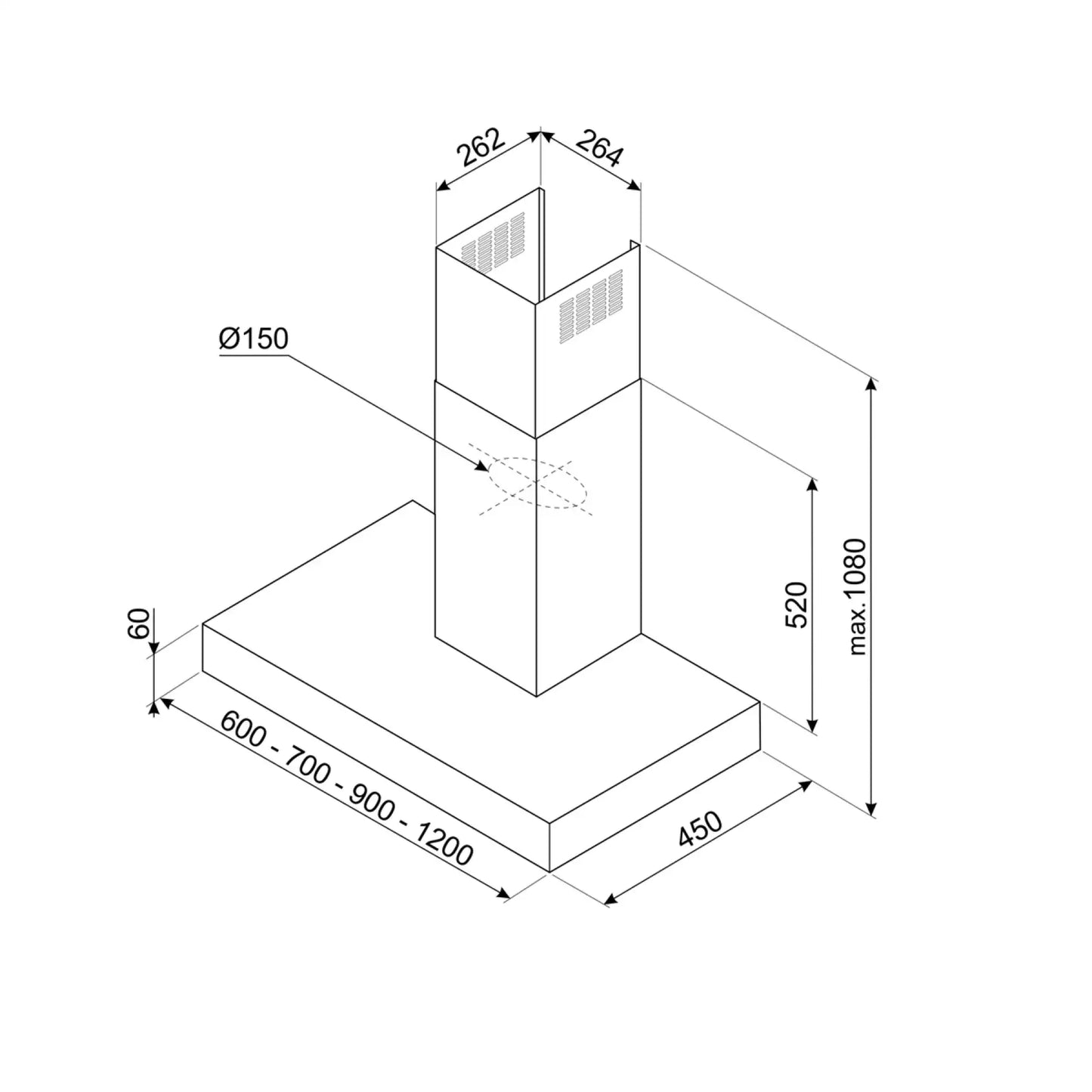 Smeg Built In Hood, 60 cm, Chimney | KBT600XE