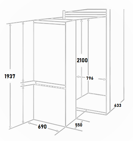 CM BUILT-IN COMBI FRIDGE/ FREEZER 350L – 70cm|CM 2770
