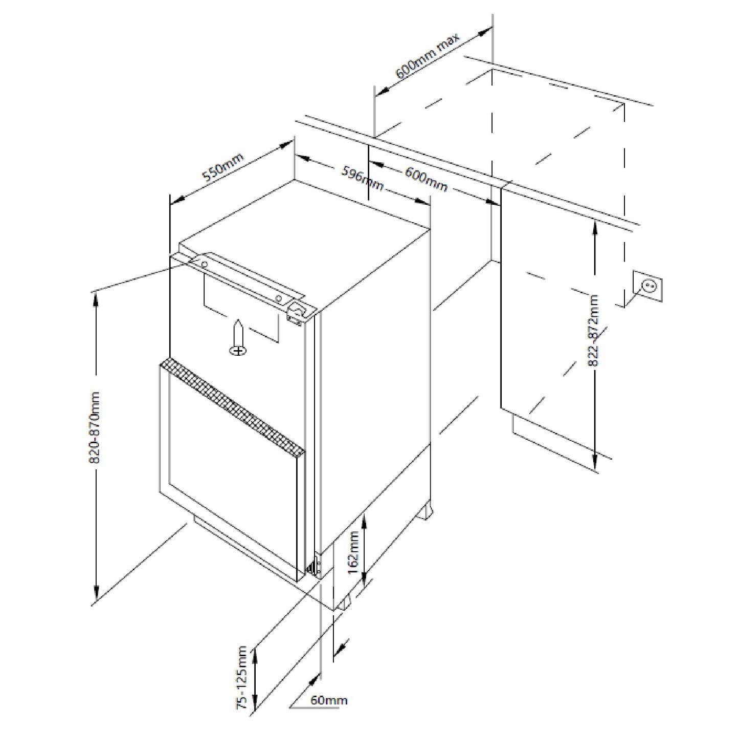 CARYSIL Built Under Counter Fridge 135 L |BI UR DF 60 AC