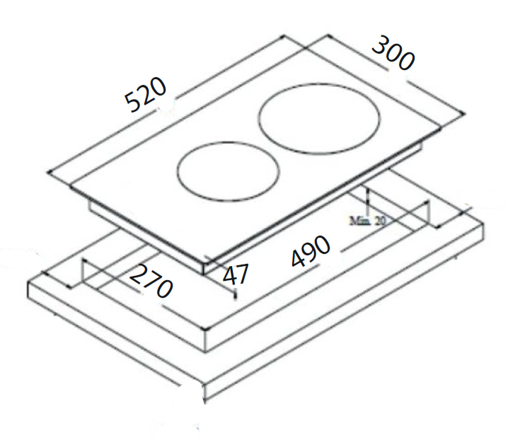 Carysil Built in Vitroceramic electric Hob 30cm |VC HO EL 30 2Z BG