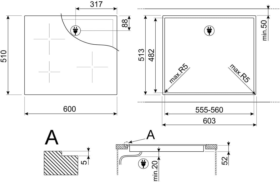Smeg Built in Electric Hob Induction 60cm |SI2641D