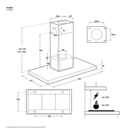 Electrolux 90cm 700 Series island extractor hood |LFI769X