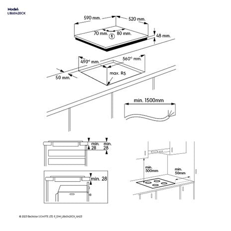 Electrolux 60cm UltimateTaste 300 built-in induction hob with 4 cooking zones |LIB60420CK