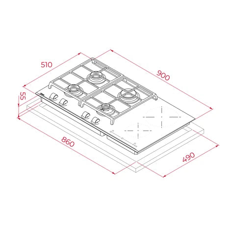 Teka Built in Gas and Induction Hob with Direct Functions and 6 cooking zones in 90cm of butane gas |JZC 96342 BBB