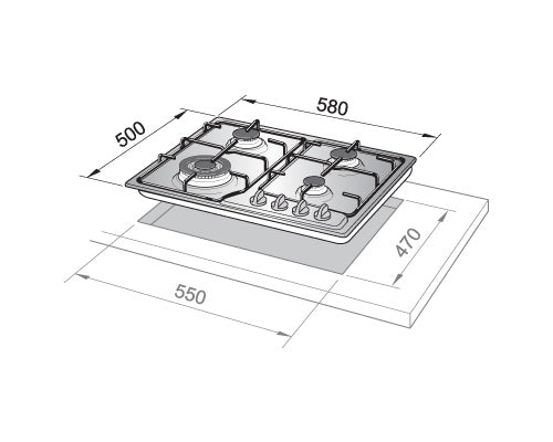 Elba Built-in Gas Hobs 60 cm |EF65-445 X - Urbancucine