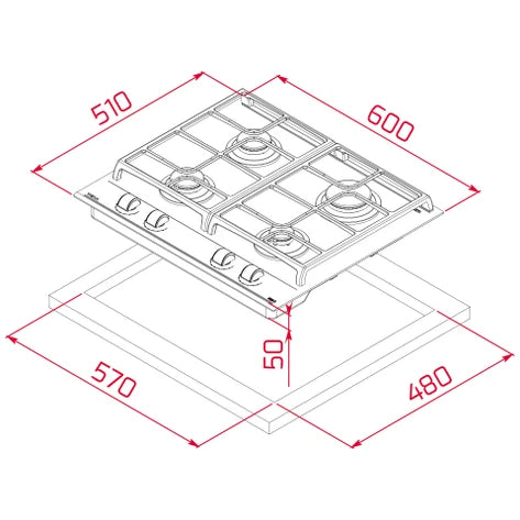TEKA Built in Gas‑on‑Glass Hob with ExactFlame 60 cm |GZC 64300 BK