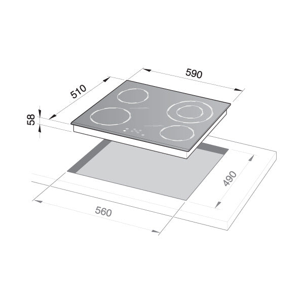 ALGOR Vitro ceramic Hob 60cm|AL-H604VC - Urbancucine