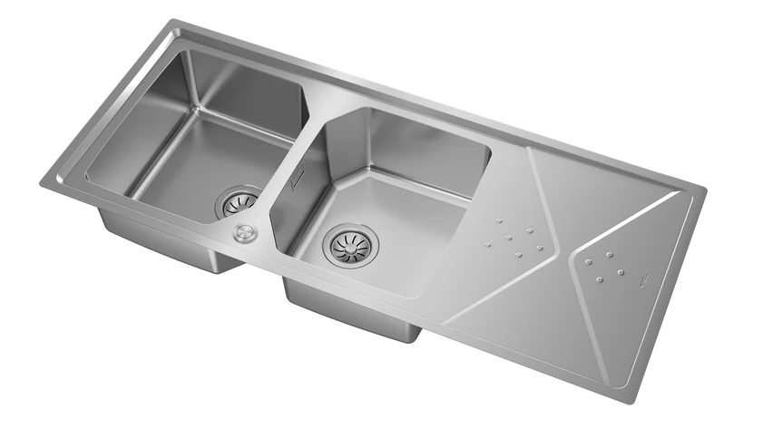 Teka Top/Flush reversible stainless steel sink with two bowls and one drainer|Brooklyn 80 M-XP 2B 1D - Urbancucine