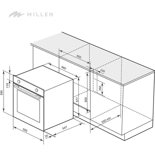 Millen Built In Electric Oven 73 liters 60cm|MEO 6002 BL
