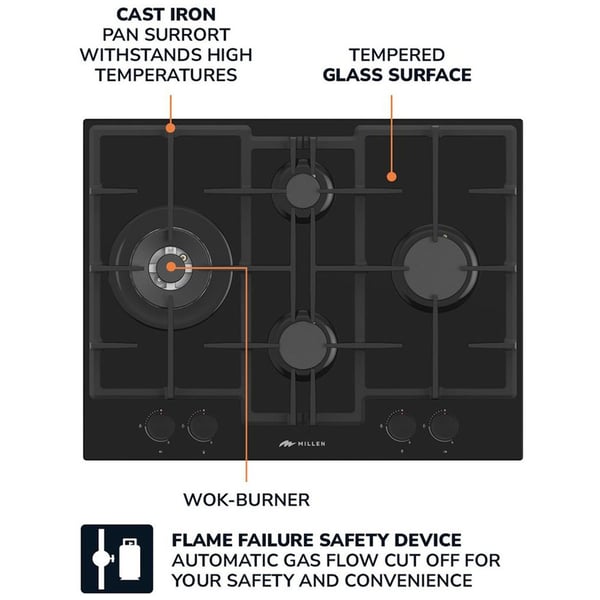 Millen Built In Gas Hob|MGHG6503BL