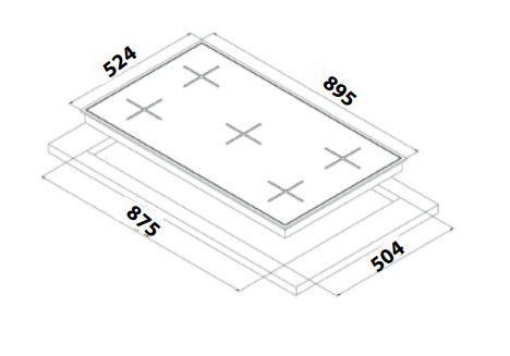 Carysil Built in Gas on Glass Hob 90cm |LI HO GS 90 5Z BG