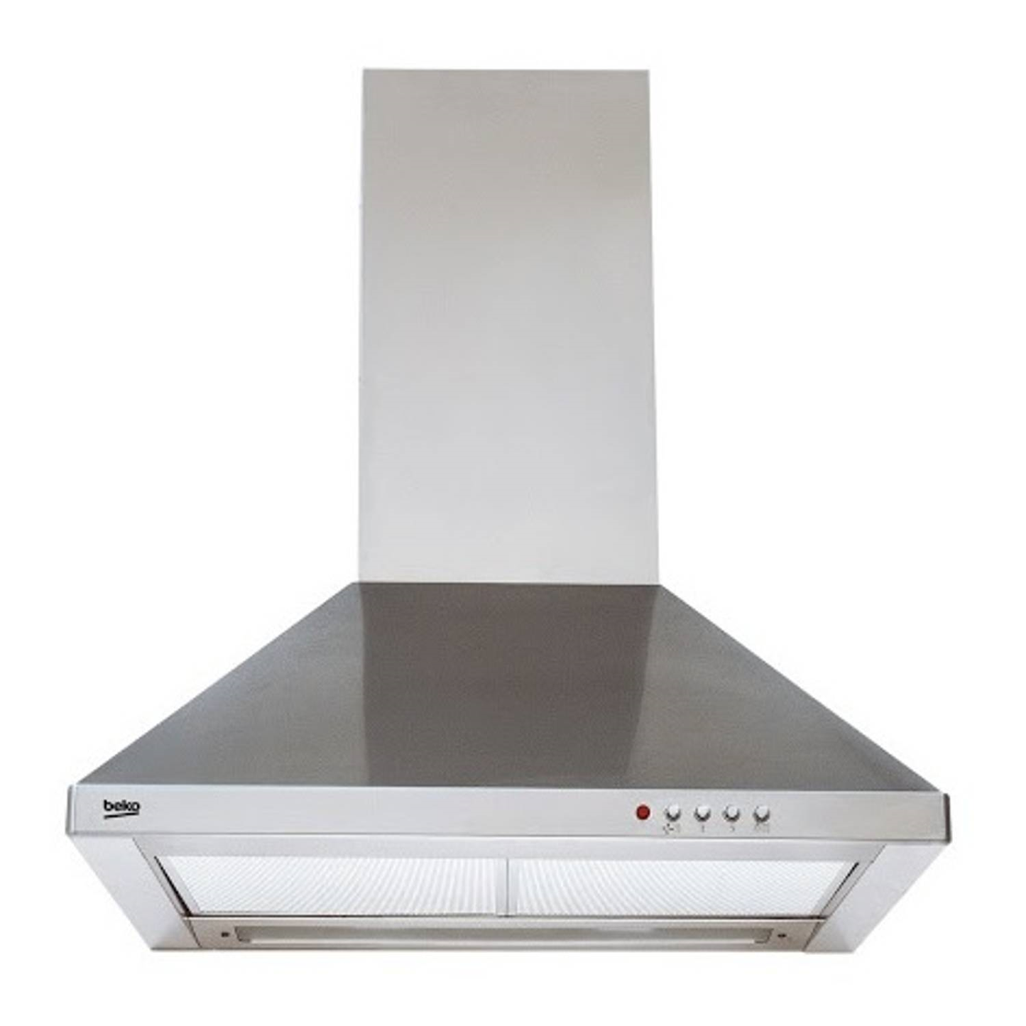 Beko | 60cm Pyramid Chimney Hood, 400m³/h Ventilation, Dishwasher-Safe Filters, Metal Cassette Filter, Mechanical Button Control, Stainless Steel – CWB6441XN