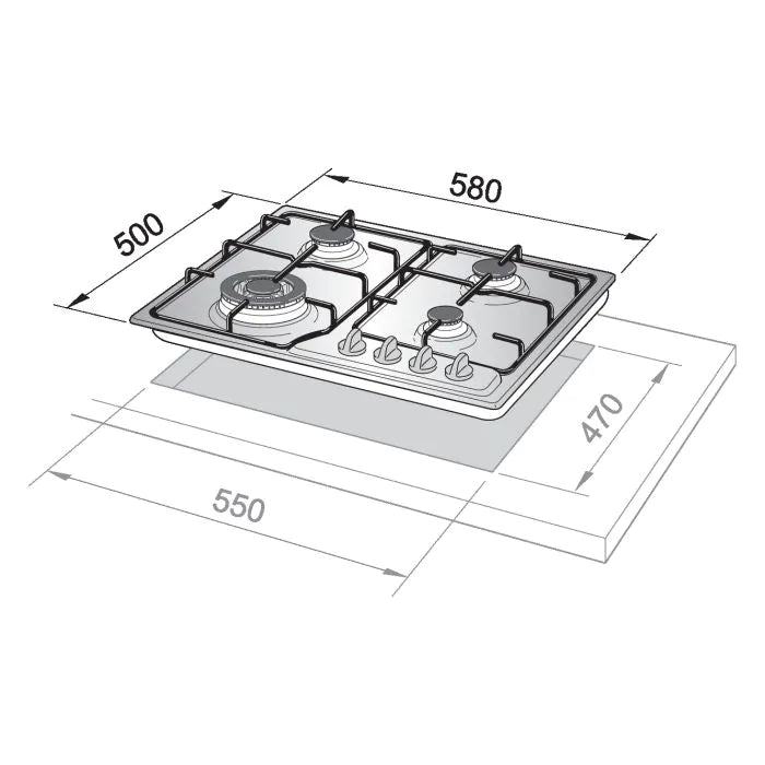 Elba Built in Gas Hob COUNTRY Country Design 60 cm |ENF65-445 AVD