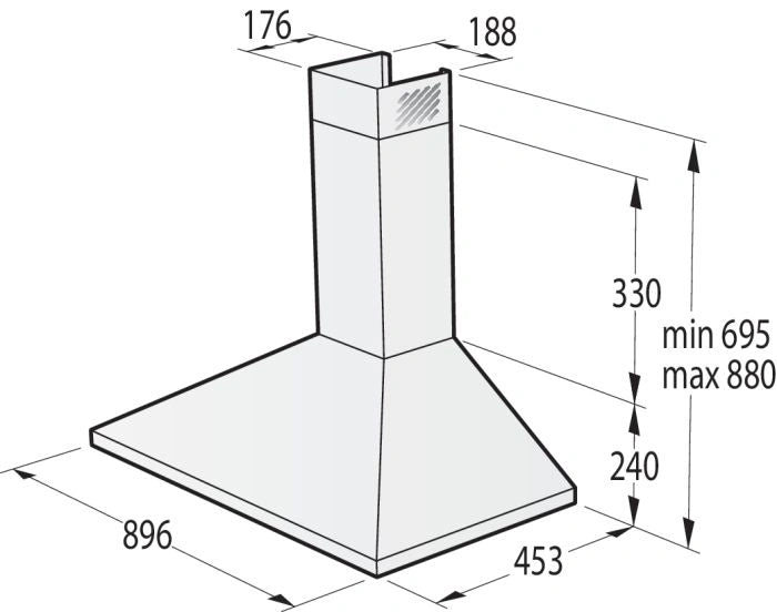 Gorenje Built in Wall Mounted Hood Pyramid Design 90 cm |WHC924EX