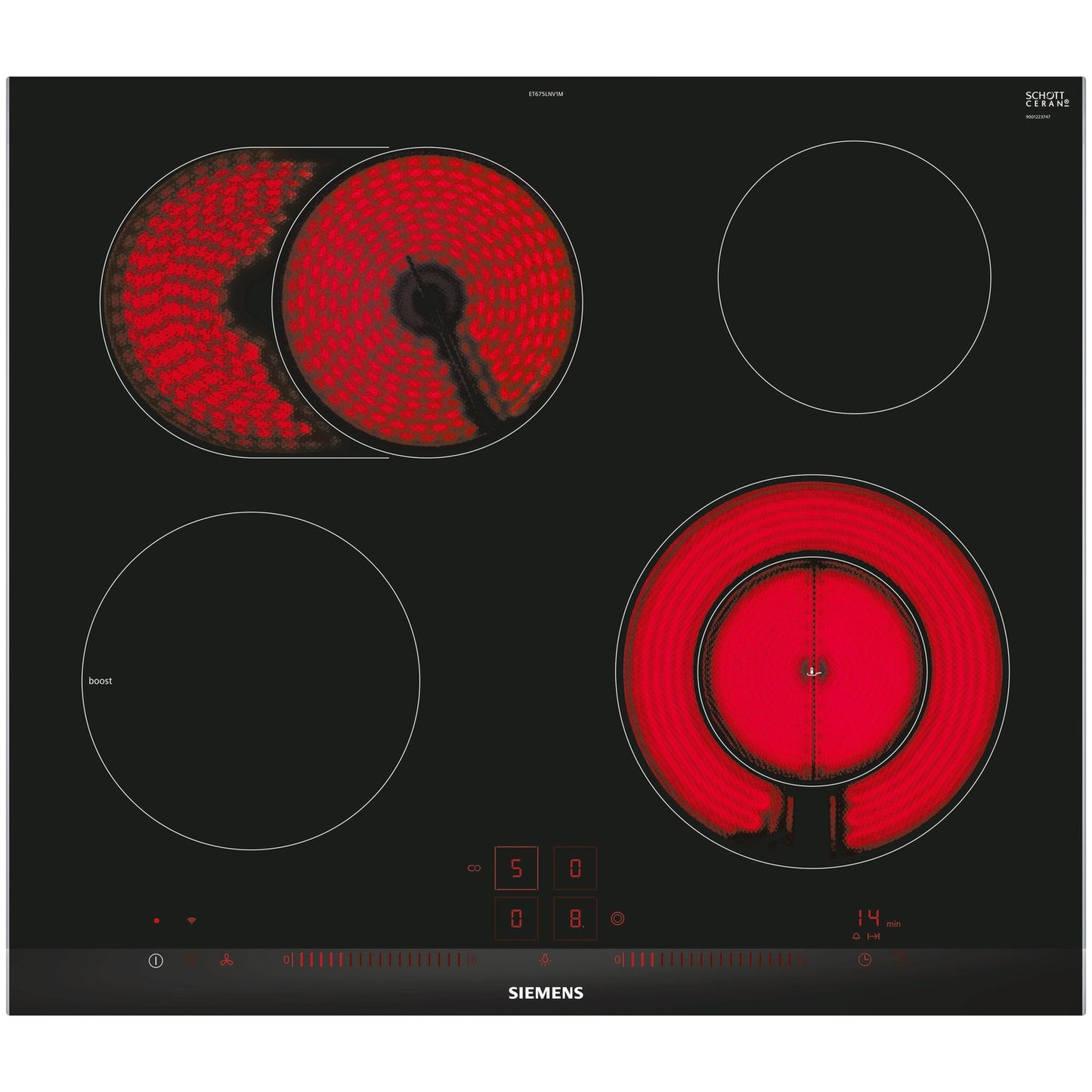 Siemens Home Connect Built In Electric Hob, Ceramic, 60 cm  | ET675LNV1M