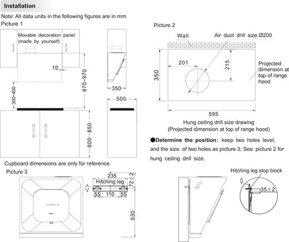 Robam Built in Range Hood | Side Draft type | Model: A610 | 60cm | Airflow: 1020 m3/hr | Pressure: 400 Pa | Noise: < 58dB|A610