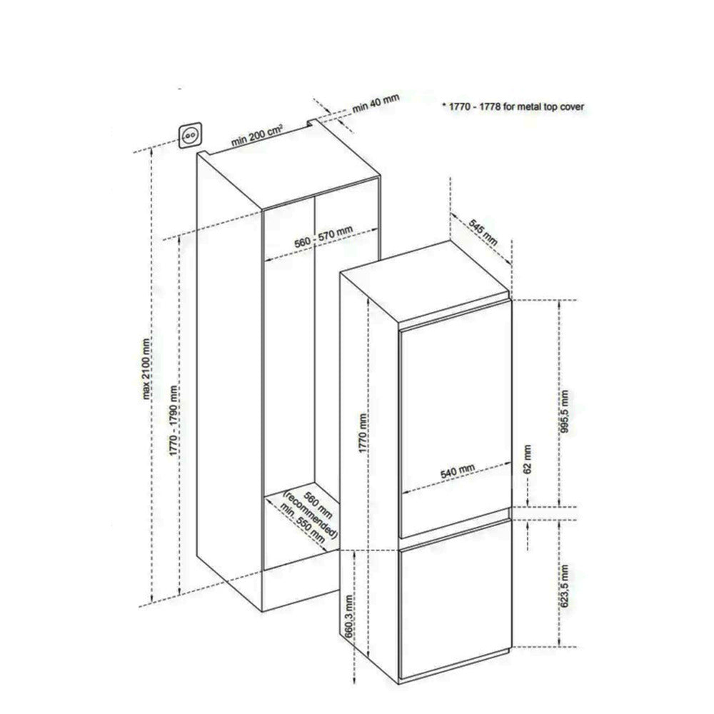 CM Built-In Double Door Combi Fridge/ Freezer|CM2764