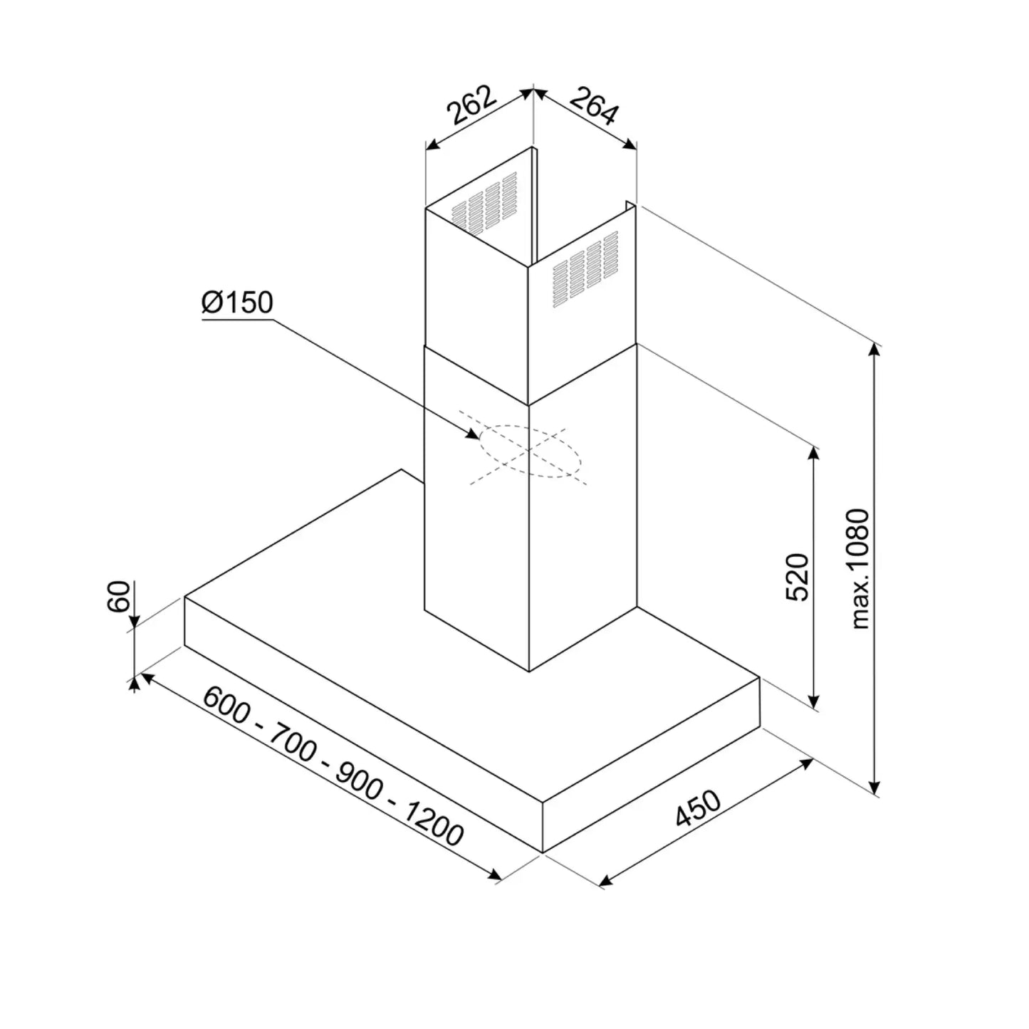 Smeg Built In Hood, 90 cm, Chimney | KBT900XE