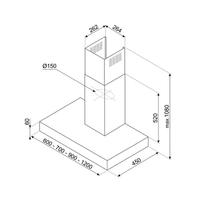 Smeg Built In Hood, 60 cm, Chimney  | KBT600XE