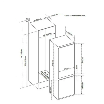 CM BUILT-IN COMBI FRIDGE & FREEZER 60 CM |CM 2761
