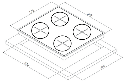Carysil Built in Gas on Glass Hob 60cm Black |LI HO GS 60 4Z BK