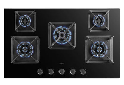 New Gas Hob| Perfect Cooking with Firecube Series | Model No: JZY-9B2H50 | Explosion Proof 8mm Black Glass | Width: 90cm