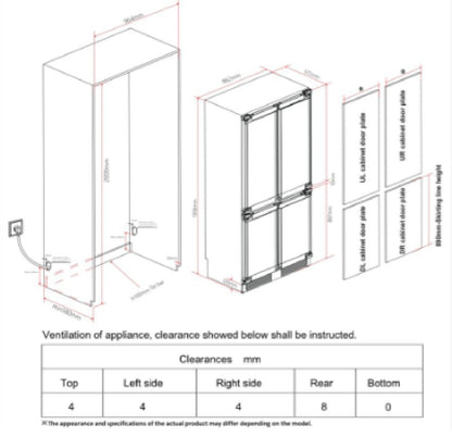 CARYSIL 90 CM REFRIGERATOR 526 L |BI CF NF 4D 90 DC