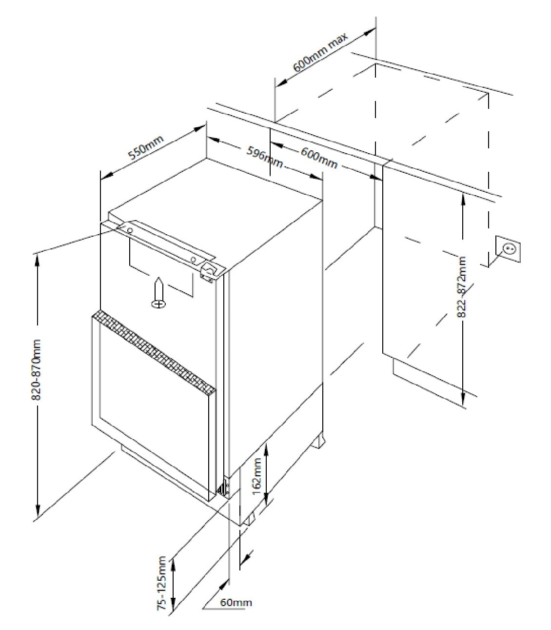 Carysil Built in Under counter Freezer 95L |BI UZ DF 60 AC