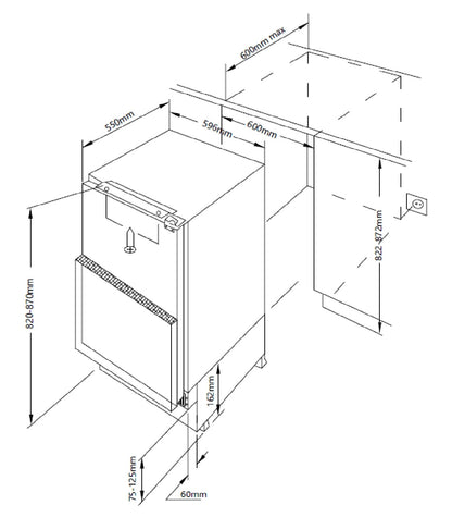 Carysil Built in Under counter Freezer 95L |BI UZ DF 60 AC