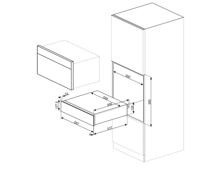 Smeg Built In Victoria Warming Drawer 15 cm |CPR915P