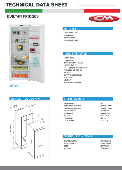 CM BUILT IN FULL FRIDGE 60cm |CM 2795