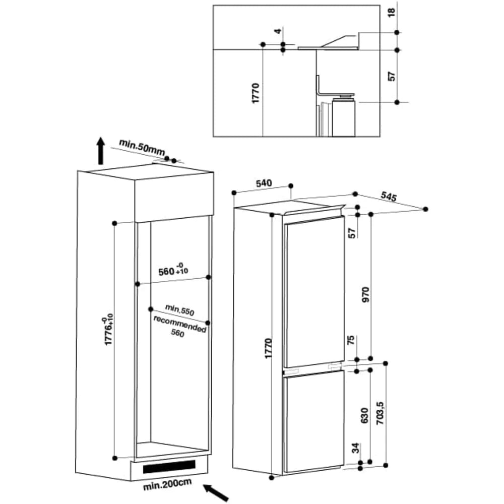 Ariston Built In Refrigerator 258 Liters|BCB7030DEX