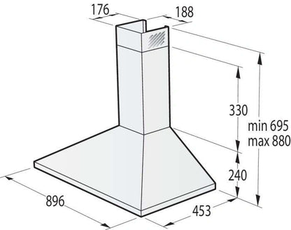 Gorenje Built in Wall Mounted Hood Pyramid Design 90 cm |WHC924EX