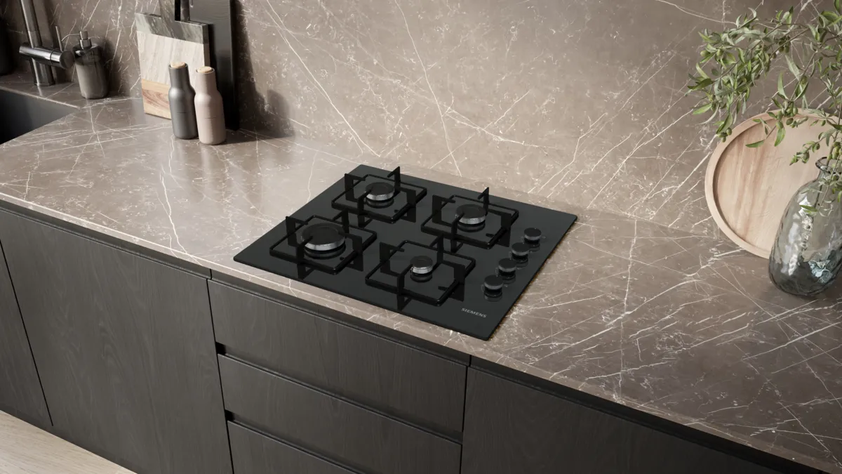 Siemens iQ300 Built In Gas Hob 60cm Tempered glass Black |EO6C6PP30M