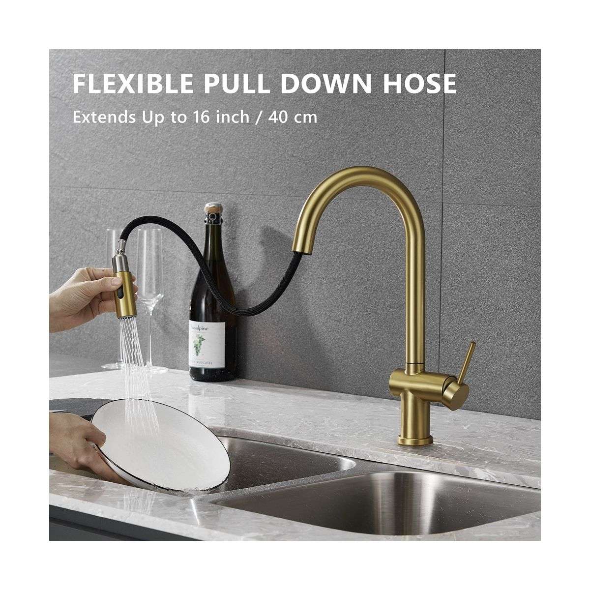 Suizak Kitchen Faucet With Pull Out Spray |SZF11804BG