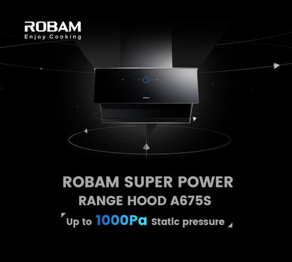 Robam Built in Range Hood | Side Draft type | Model: A675S | 90cm | Airflow: 1500 m3/hr | Pressure: 1000 Pa | Noise: < 50dB | AI Smart Gesture Control|A675S