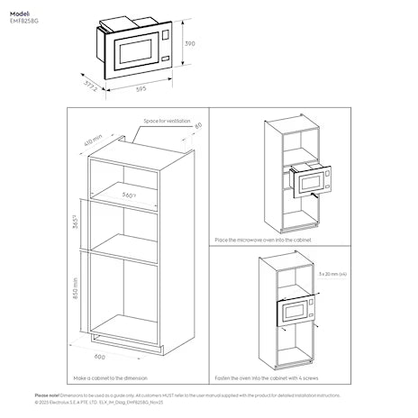 Electrolux 600 Series built in grill microwave oven with 25L capacity |EMFB25BG