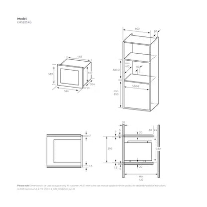 Electrolux 60cm UltimateTaste 500 built-in grill microwave oven with 25L capacity |EMSB25XG