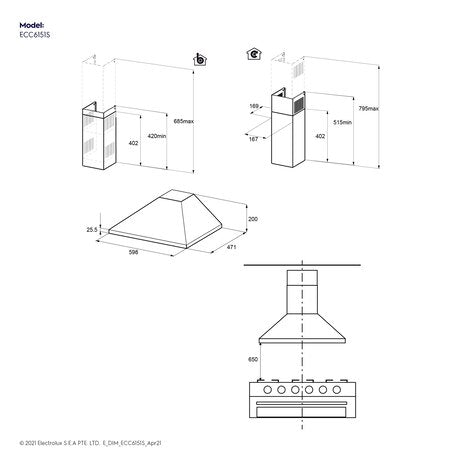Electrolux 60cm UltimateTaste 500 chimney extractor hood |ECC6151S - Urbancucine 