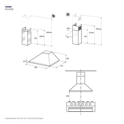 Electrolux 60cm UltimateTaste 500 chimney extractor hood |ECC6151S - Urbancucine 