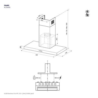 Electrolux 60cm UltimateTaste 500 chimney extractor hood |ECT6151S