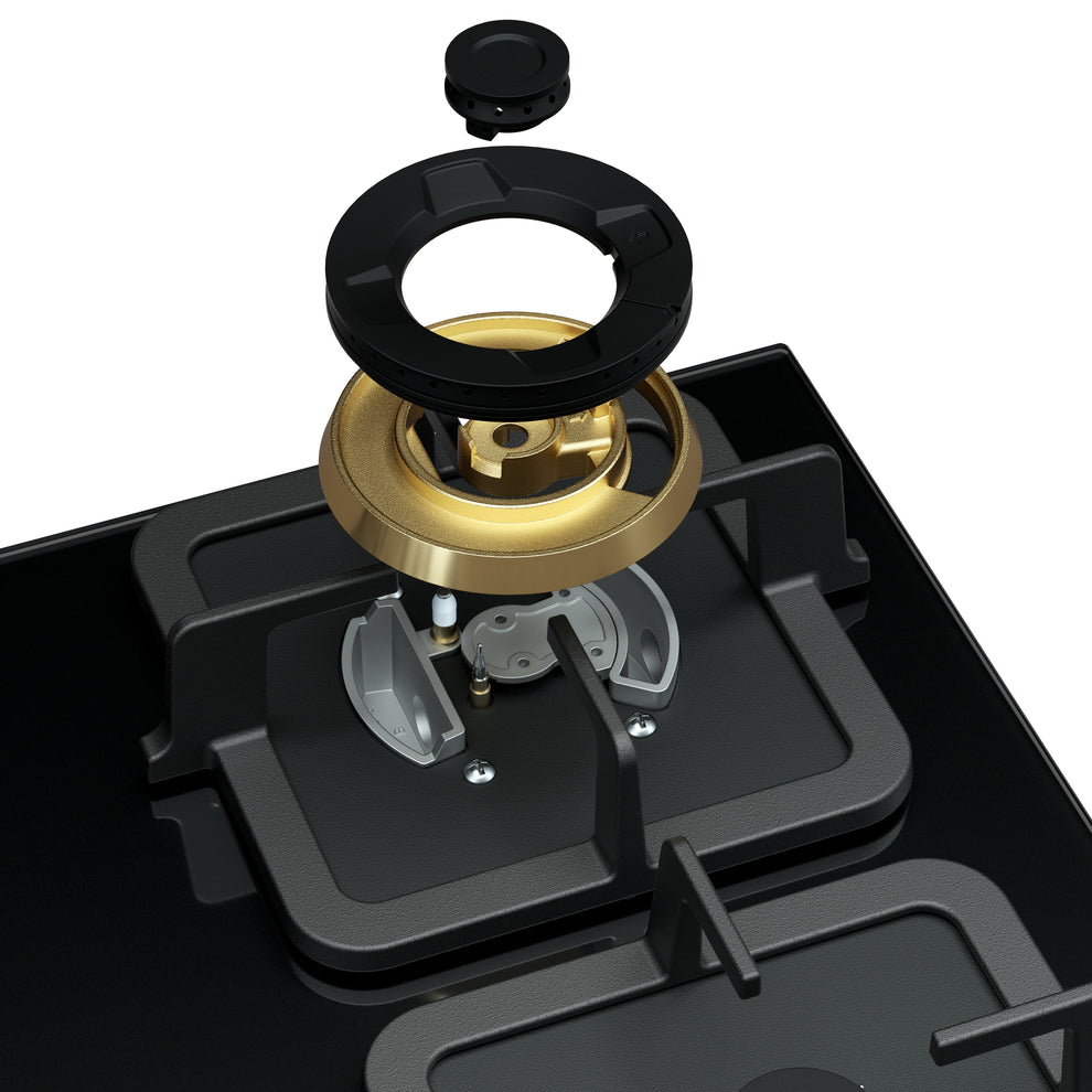 Robam Built in Gas Hob Black Gold Series | Model: B420 | Premium Brass Burners |Explosion Proof 8mm Black Glass | 60cm width|B420