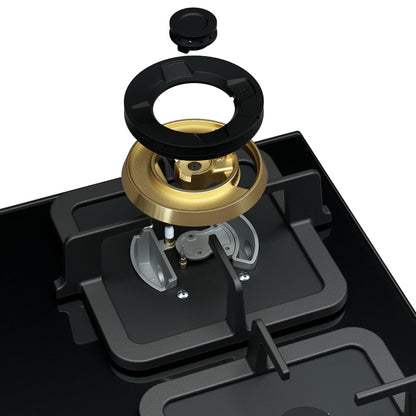 Robam Built in Gas Hob Black Gold Series | Model: B420 | Premium Brass Burners |Explosion Proof 8mm Black Glass | 60cm width|B420