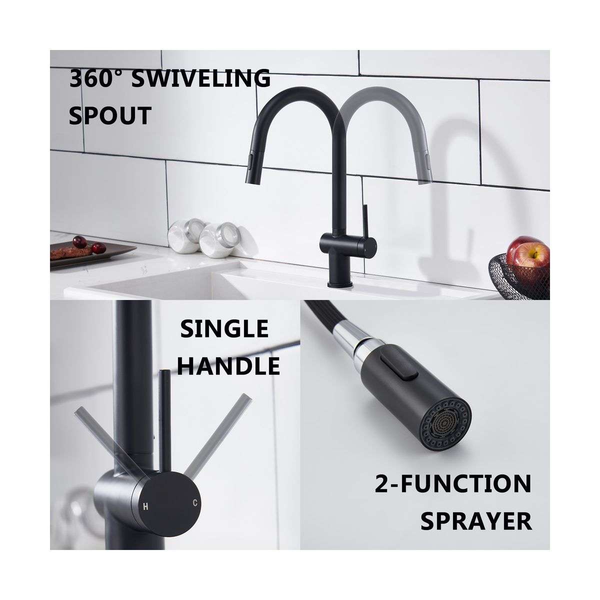 Suizak Kitchen Faucet With Pull Out Spray |SZF11802MB