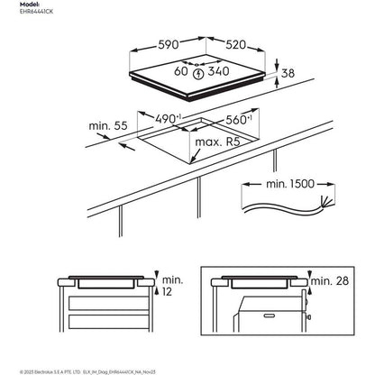 Electrolux 60cm Built in Ceramic Hob Radiant Hob with 4 Cooking Zones |EHR64441CK