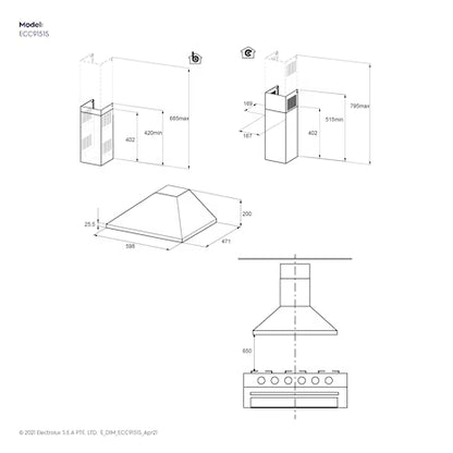 Electrolux 90cm UltimateTaste 500 chimney extractor hood |ECC9151S - Urbancucine 