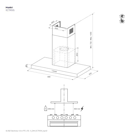 Electrolux 90cm UltimateTaste 500 chimney extractor hood |ECT9151S