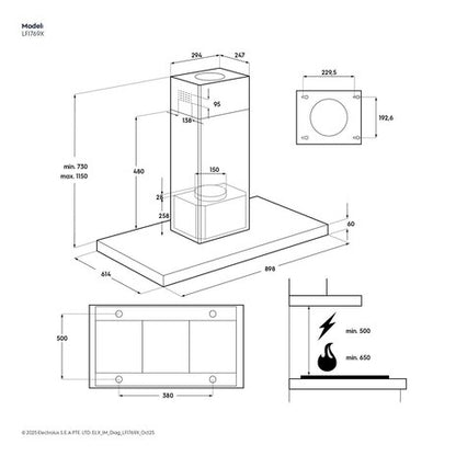Electrolux 90cm 700 Series island extractor hood |LFI769X